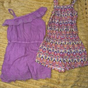 Purple and Multicolor Kids Romper shorts summer Set purple